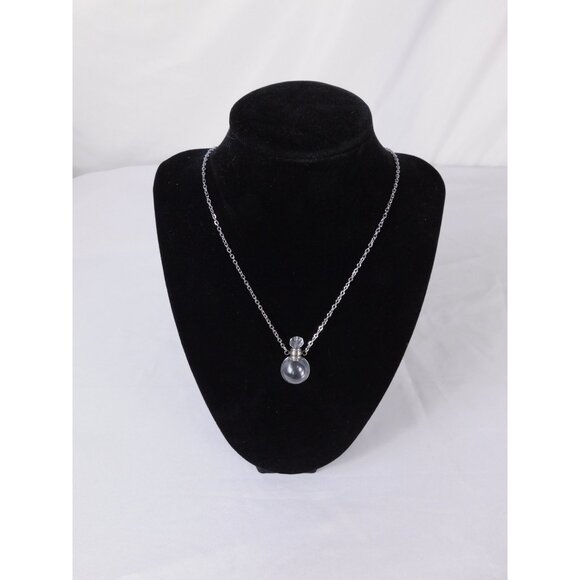 Glass Vial Necklace Silver Pendant Aromatherapy Locket Chain Gift Perfume Bottle - Picture 2 of 7